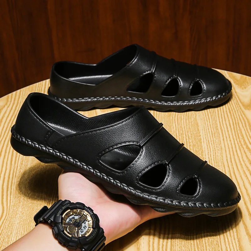 Summer thick-soled sandals for men high quality woodland sandals mens genuine leather Wading slippers