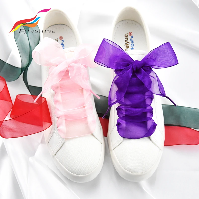Transparent Silk Shoe Lace 4cm Chiffon Shoestring Organza Sheer Ribbon Shoelaces for Girls
