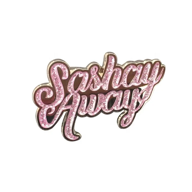Cheaper Price Glitter Enamel Pins Printing Letters Personalized Customization Service Enamel Pins