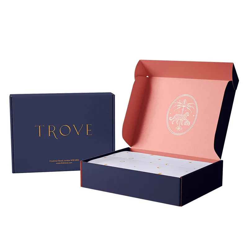 Colorful Square Corrugated Cardboard Box Custom Logo Luxury Clothing Panties Underwear Shipping Packaging Mail Box For Women