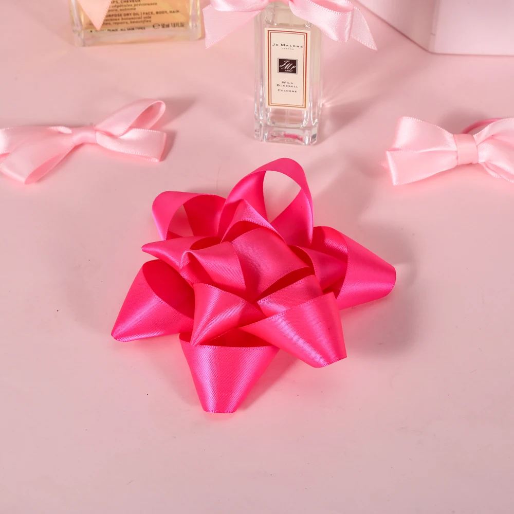 Factory Ribbon Bows Wholesale printed Customized Pretied Premade Red Black Satin Ribbon Bows for gift packing