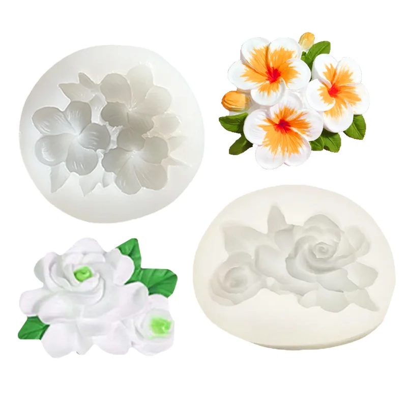 HY Silicone Flower Mold 3d Frangipani Blooming Flower Mold for Cake Clay Resin Aroma Making