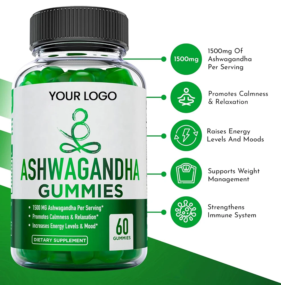 Лидер продаж 2024 оптовая продажа успокаивающий уровень энергии Ashwagandha Gummies с цинковыми витаминами