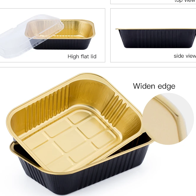 High Quality AblPack 620ml Fast Food Storage Aluminum Foil Packaging Rectangle Disposable Take Away Container