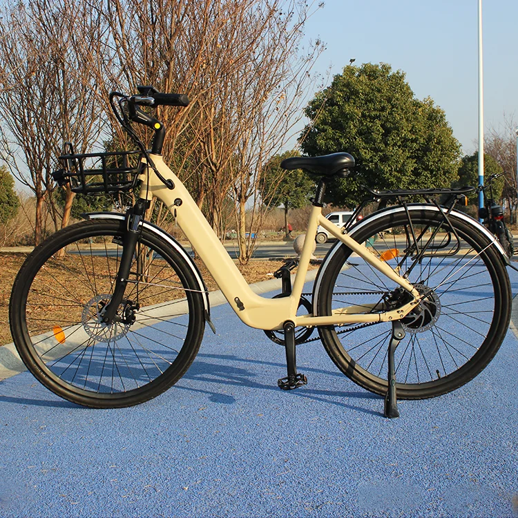 26 Inch 500W 15Ah 10 Ah 7 Speed Adult Belt Drive City E-Bike Lady Cycling Electric City Bike For Women