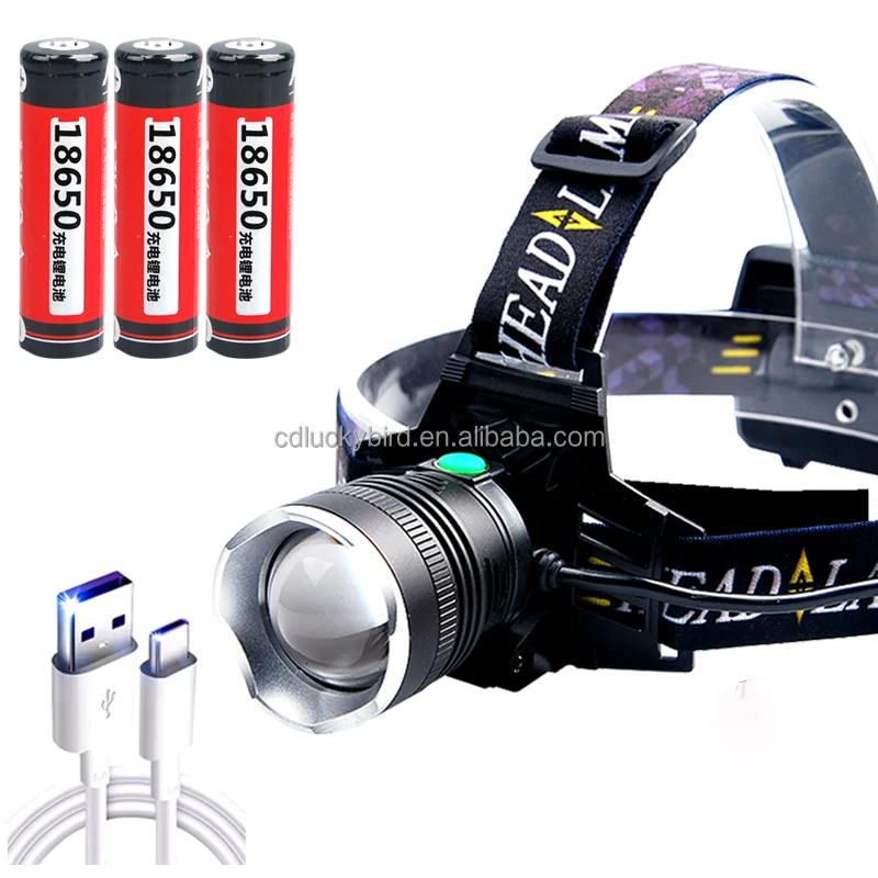 Yellow Light Outdoor Waterproof 1200lm Rechargeable 30W LED Headlamp with Powerful Long Range Mining Camping Fishing Headlight