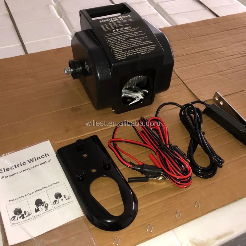 12 volt boat winch HUTZ 2,000 lbs 12v electric winch for yacht, boat trailer WIN2000B01 electric boat winch