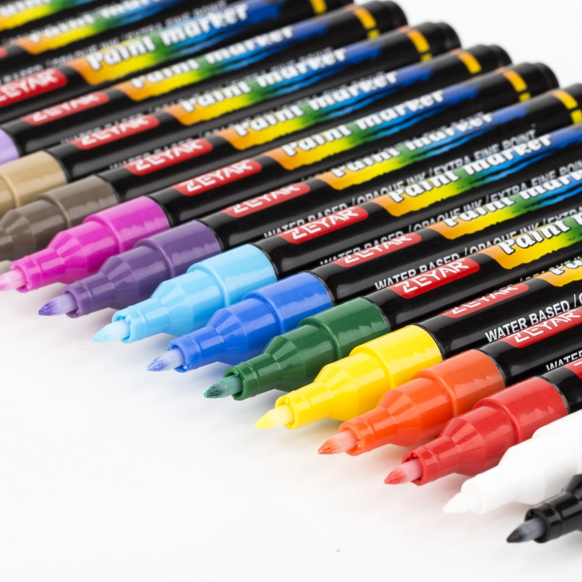 Zeyar brand ZP1132 Glitter marker water based ink valve-action pen dry fast permanent writes on most surfaces multi colors