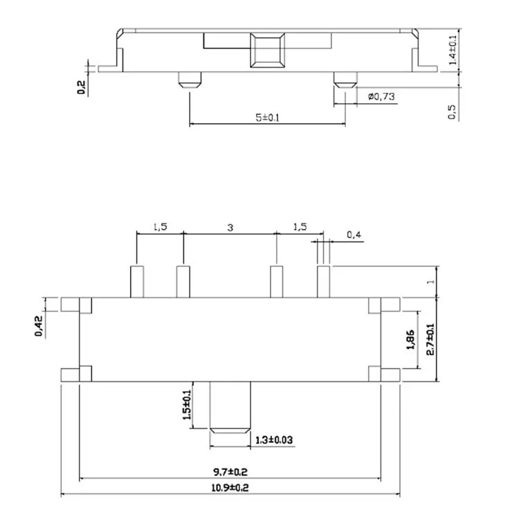 MSK-13C01 мини ползунковый переключатель 8 контактов 1P3T SP3T Угловые SMT PCB SMD 1 50