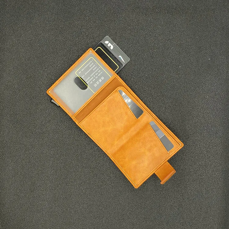 Best sellers Credit Card Holder RFID Blocking Slim Wallet PU Leather Vintage Aluminum rfid card holder wallet