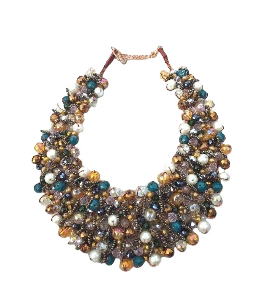 Handmade detailed women new trendy bib choker chain necklace from india fashion accessories