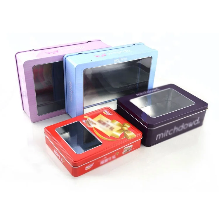 Best-selling The New Clear Window Tin Box For PVC Material Gift Nougat Tin Box Food Grade Candy Clear Window Tin Box