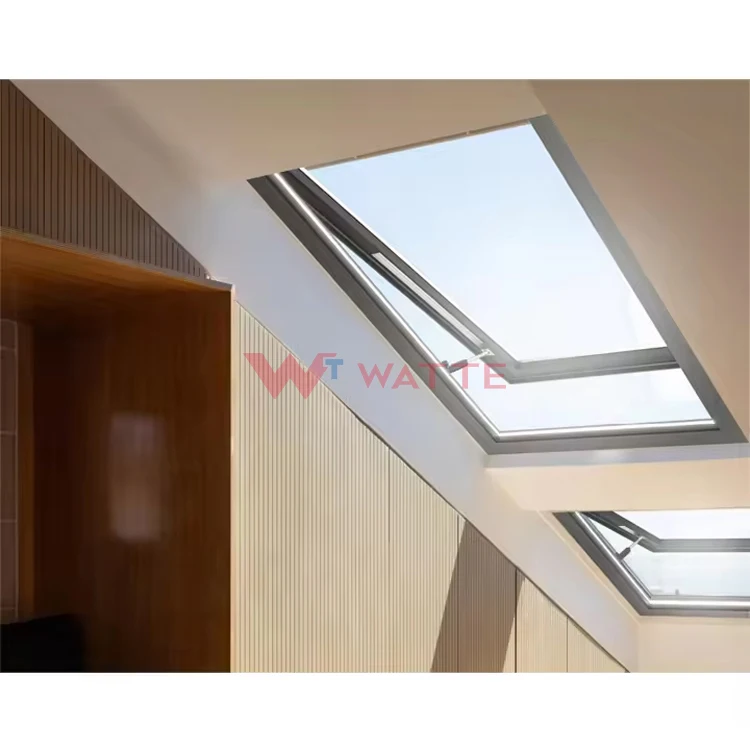 High Quality Metal Aluminum Frame Water Proof Rooflight Motorized Open Flat Roof Glass Window Aluminium skylight