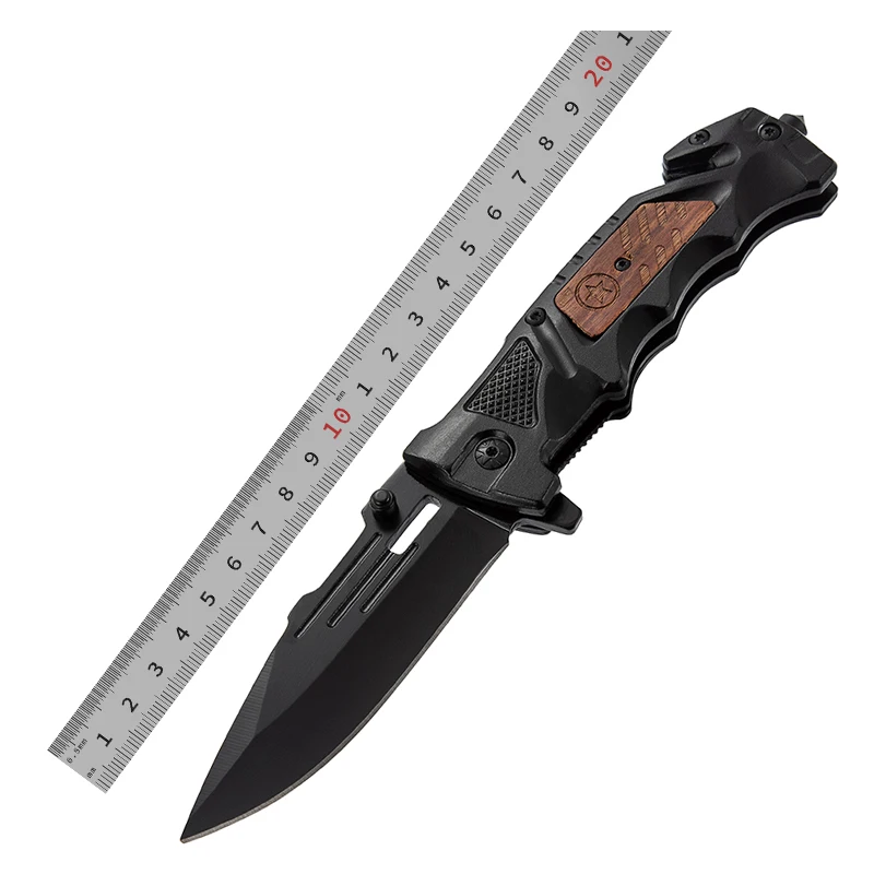 DA75 Wholesale customized OEM outdoor camping hunting tools 3CR13 steel blade wood handle folding pocket knife