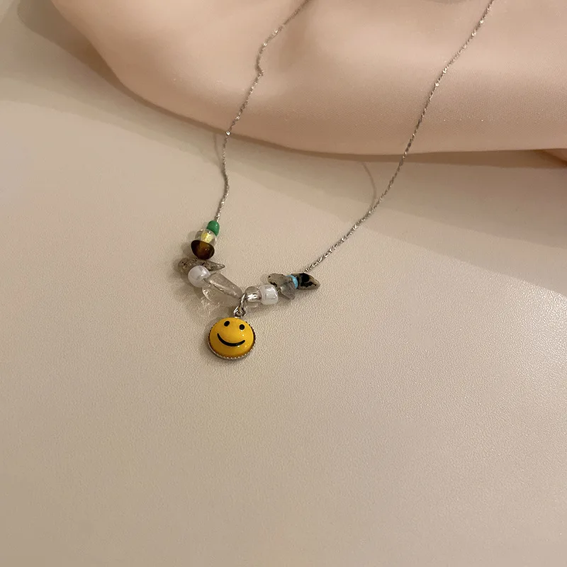 
Hip Hop Charm Jewelry Geometric Pearl Smiley Rope Adjustable Choker Necklaces Punk Fashion Street 