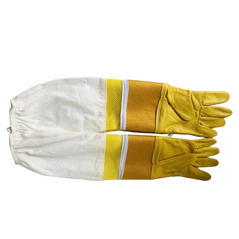 Goatskin Bee Glove Thick Leather Wrist Protector Bee Keeping Gloves long cuff for Beekeeping Supplier