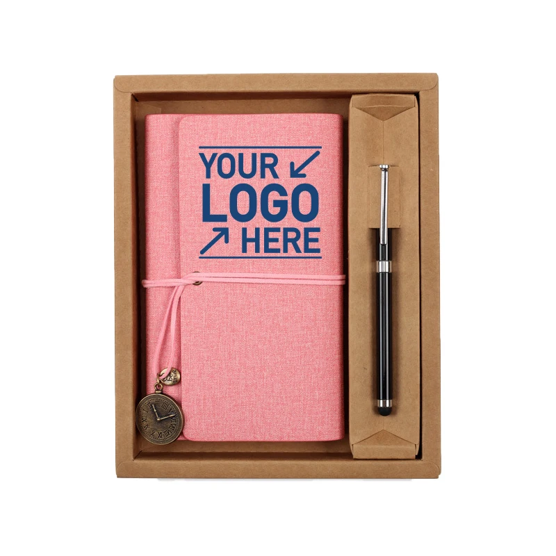 Henghou Superior Quality Office Stationery Business Gift Set Include Elegant Leather Cover Notebook and Pen with Box Fashionable