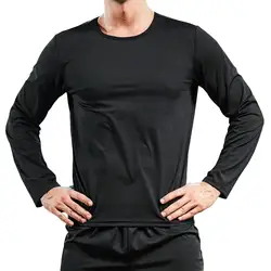 Flygaga черная простая футболка с длинным рукавом, выделение пота, пользовательский круглый вырез, изогнутый подол, удлиненная футболка для мужчин