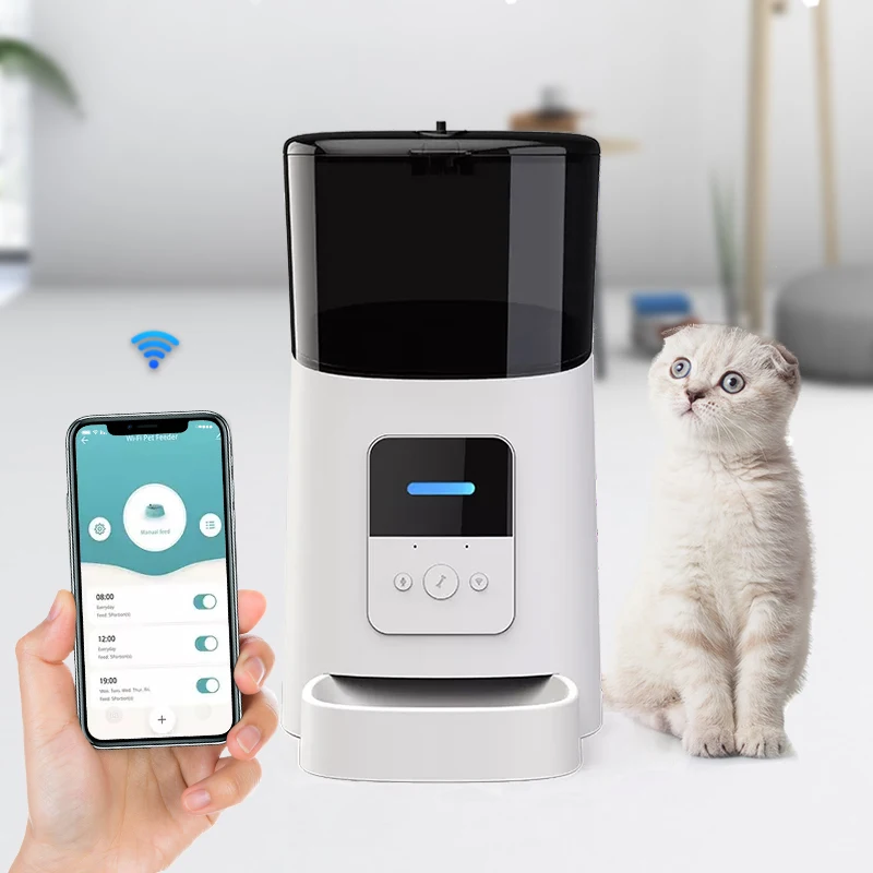 Promotional Wifi Remote Camera Control 6l Dog Food Feeder Smart Microchip Automatic Pet Feeder