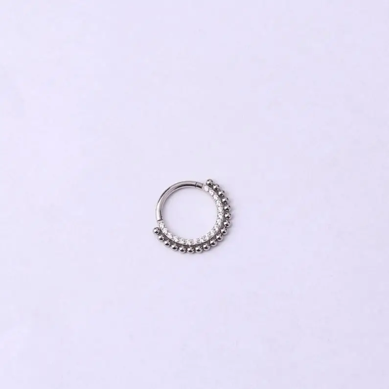 16G  Stainless Steel Cz Septum Clicker Piercing Hinged Segment Ring Diath Helix Nose Hoop Ring