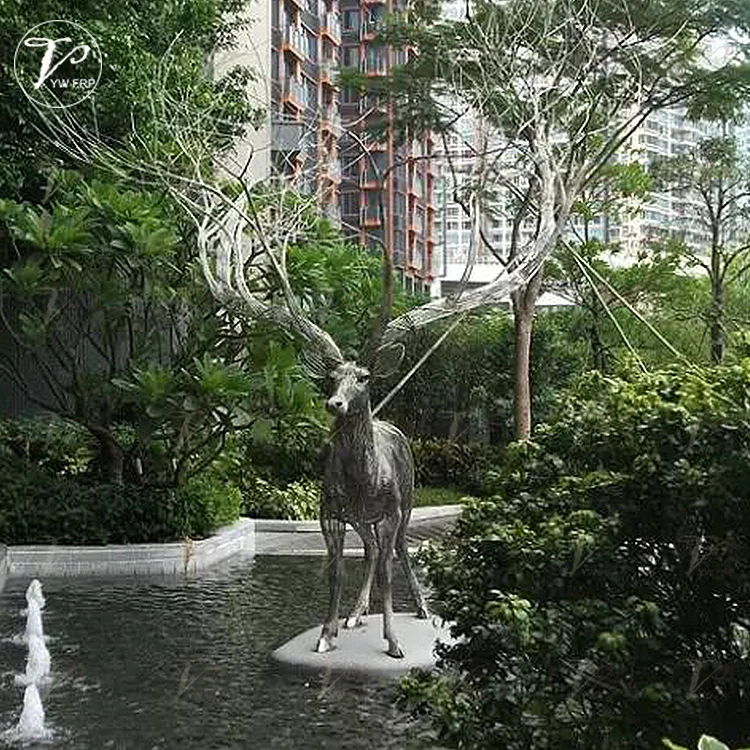 Custom Popular Abstract Stainless Steel Wire Deer Ornament Statue Metal Art Craft Animal Sculpture