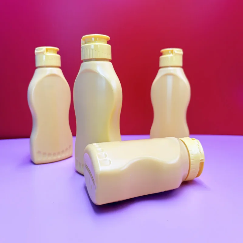 PE 220ml plastic flat ketchup bottles squeeze sauce bottles