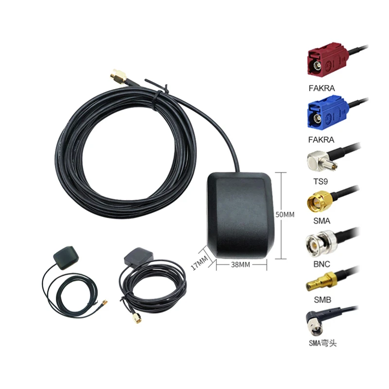 Factory price gps bd glonass external antennas active cable fakra sma tnc connector navigation tracker car gps antenna for car
