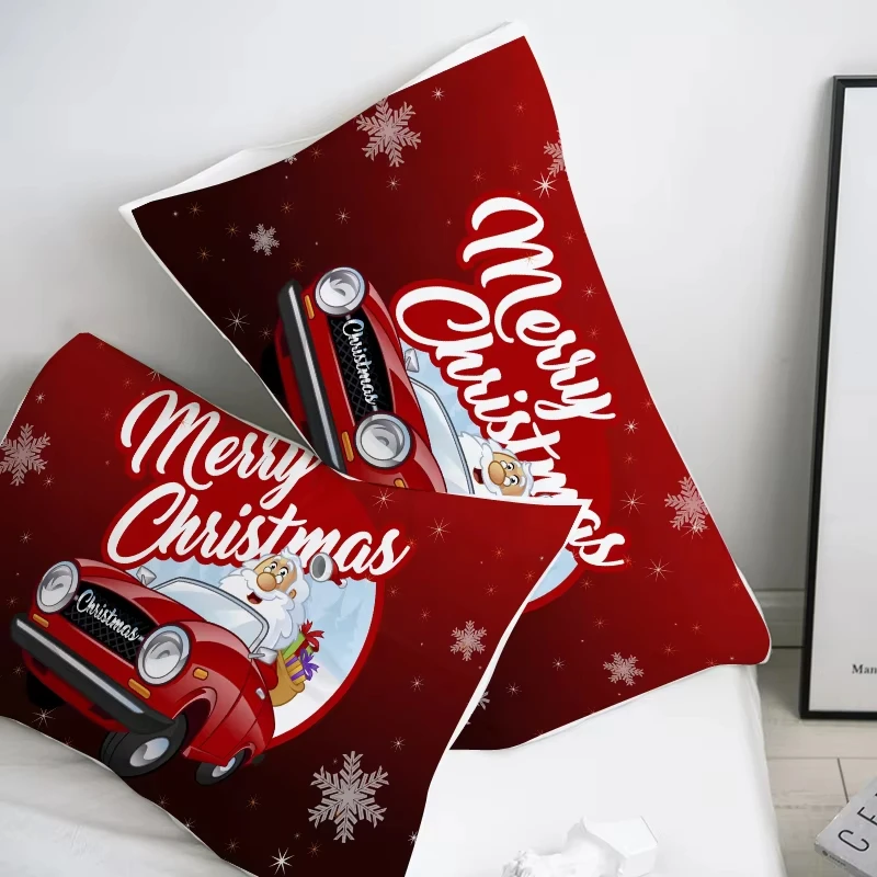 3D HD Custom Pillow Case Pillowcase 50x70 50x75 50x80 Decorative Cartoon Pillow Cover Christmas Santa Claus Red Bedding