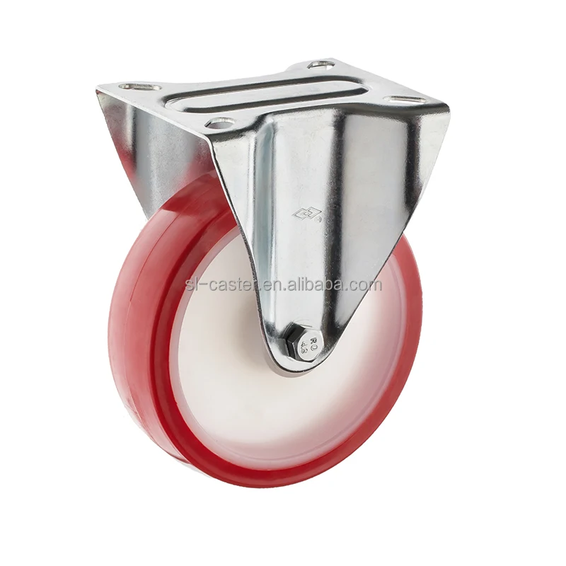 5inch Top hole PU industrial caster with red PU wheel 150kgs medium heavy duty industry machine caster POLYURETHANE wheels