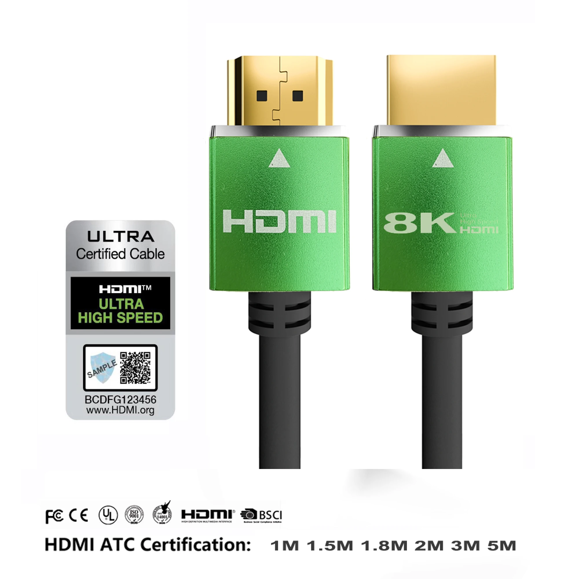 OEM CE UL FCC RoSH Kabel 8K V2.1 4K V2.0 3D HDR 1M 1.5M 1.8M 2M 3M 5M 2.1 HDMI Cable