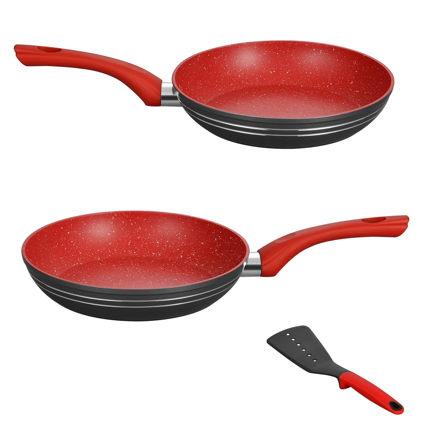 Top sale with high quality 3layer Red Marble non-stick frying pan with soft touch handle Eco-friendly non-stick Skillet