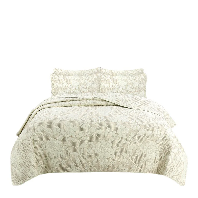 2022 new hot solid color pin embroidered quilt three piece set