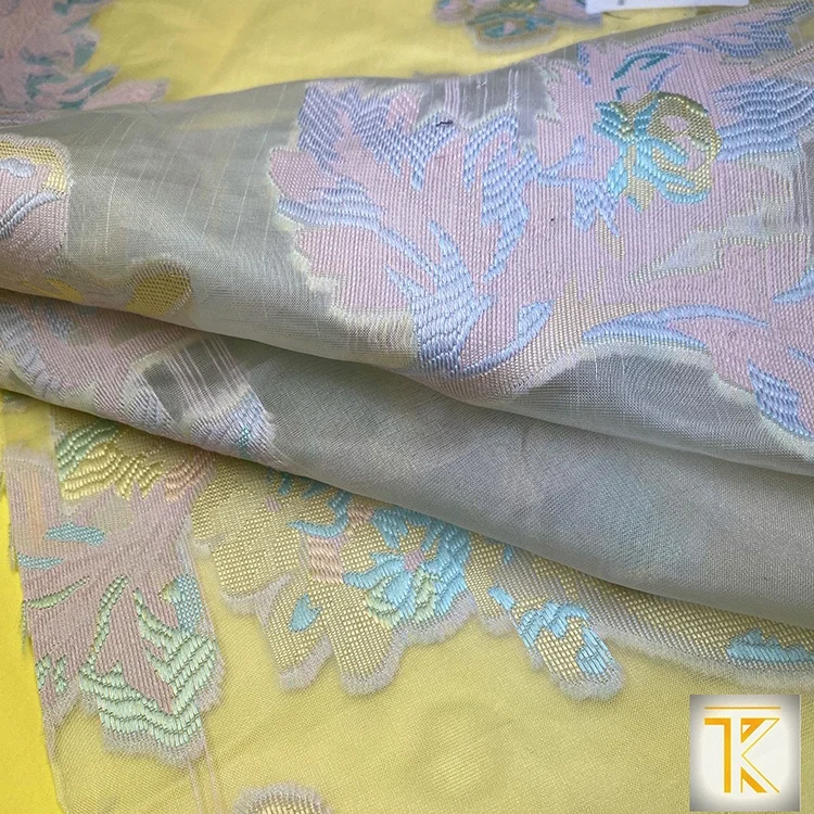 2020 hot sale organza flower embroidery 100% Polyester Synthetic woven fabric