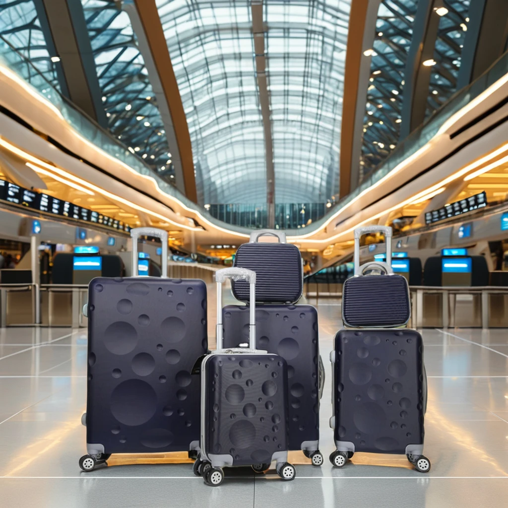 Customized 6pcs set Spinner Travel Luggage Set Scratch-Resistant Hard Case Suitcases with TSA Lock Made from ABS or PC Material