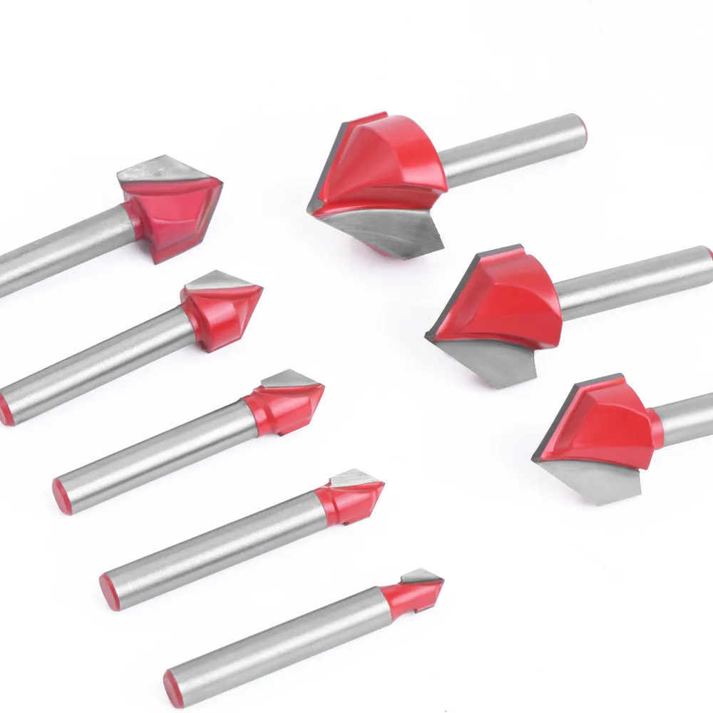 CNC Milling Cutter 90 Degree End Mill High Temperature Resistant Woodworking 2 Edges 1/4 Handle V Type Milling Cutter