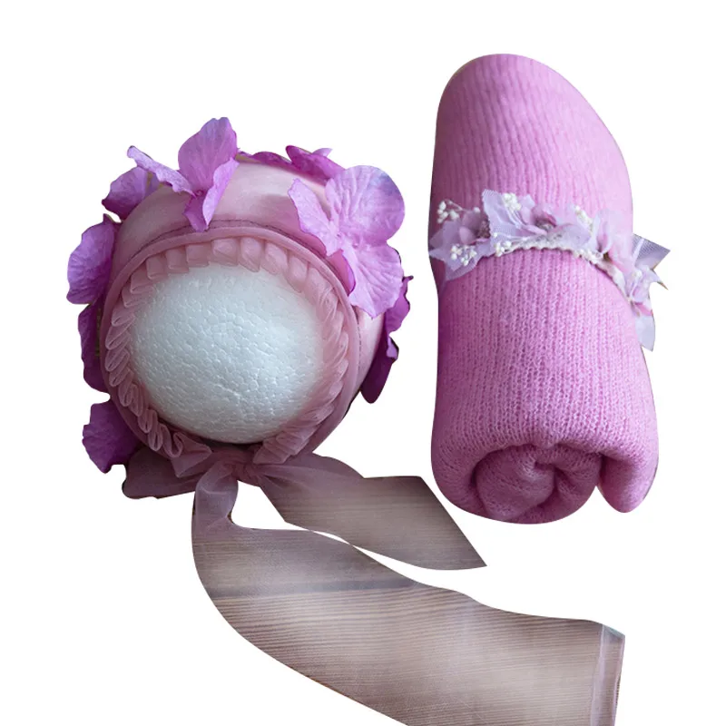 Baby Knit  Wrap Baby Girl Photography Props Textured Cotton Baby knit mohair hat props