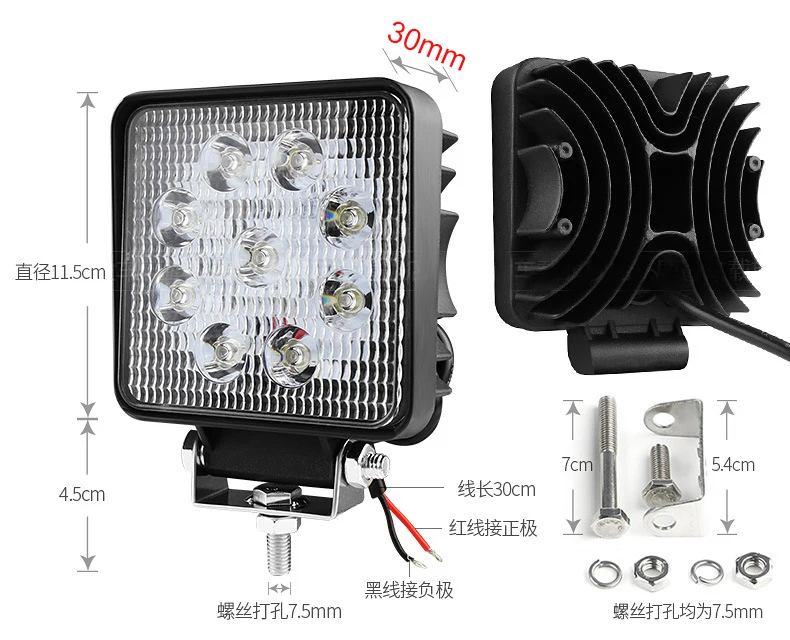 4 inch Excellent Welcome 12 Volt 24 Volt Led Lamp Car Roof Led Lamp Auto Headlight Led Work Lamp 27W working light