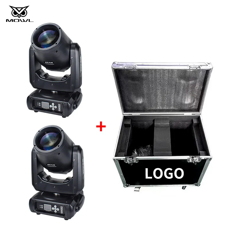 MOWL New 230w 7r Mini Beam 230 W 7 r Sharpy Moving Head Light 2 Pack with 2in1 Flight Con Case Packing
