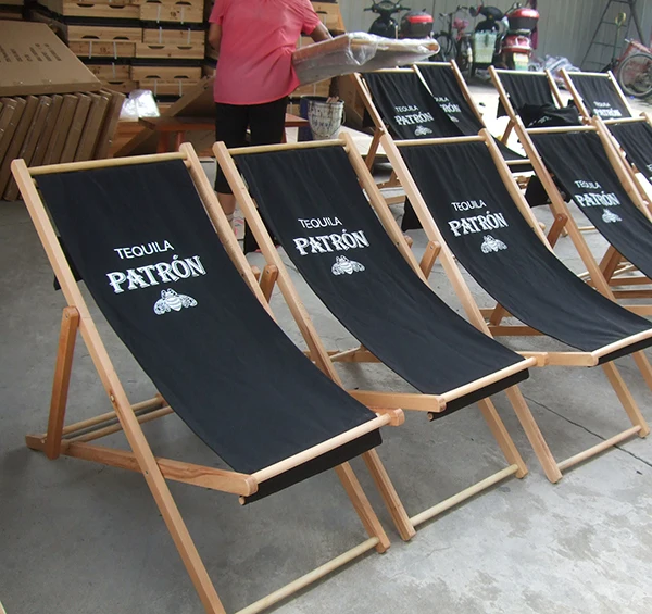 Adjustable foldable beach chair solid wood camping chair canvas folding recliner garden deck chairs