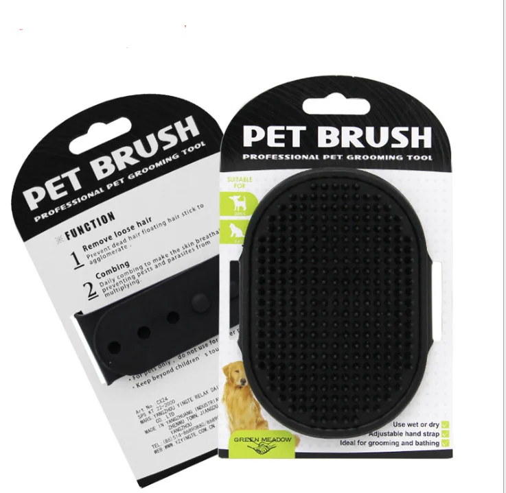 Silicone Dog Grooming Brush  Pet Shampoo Bath Brush Soothing Massage Rubber Comb with Adjustable Ring