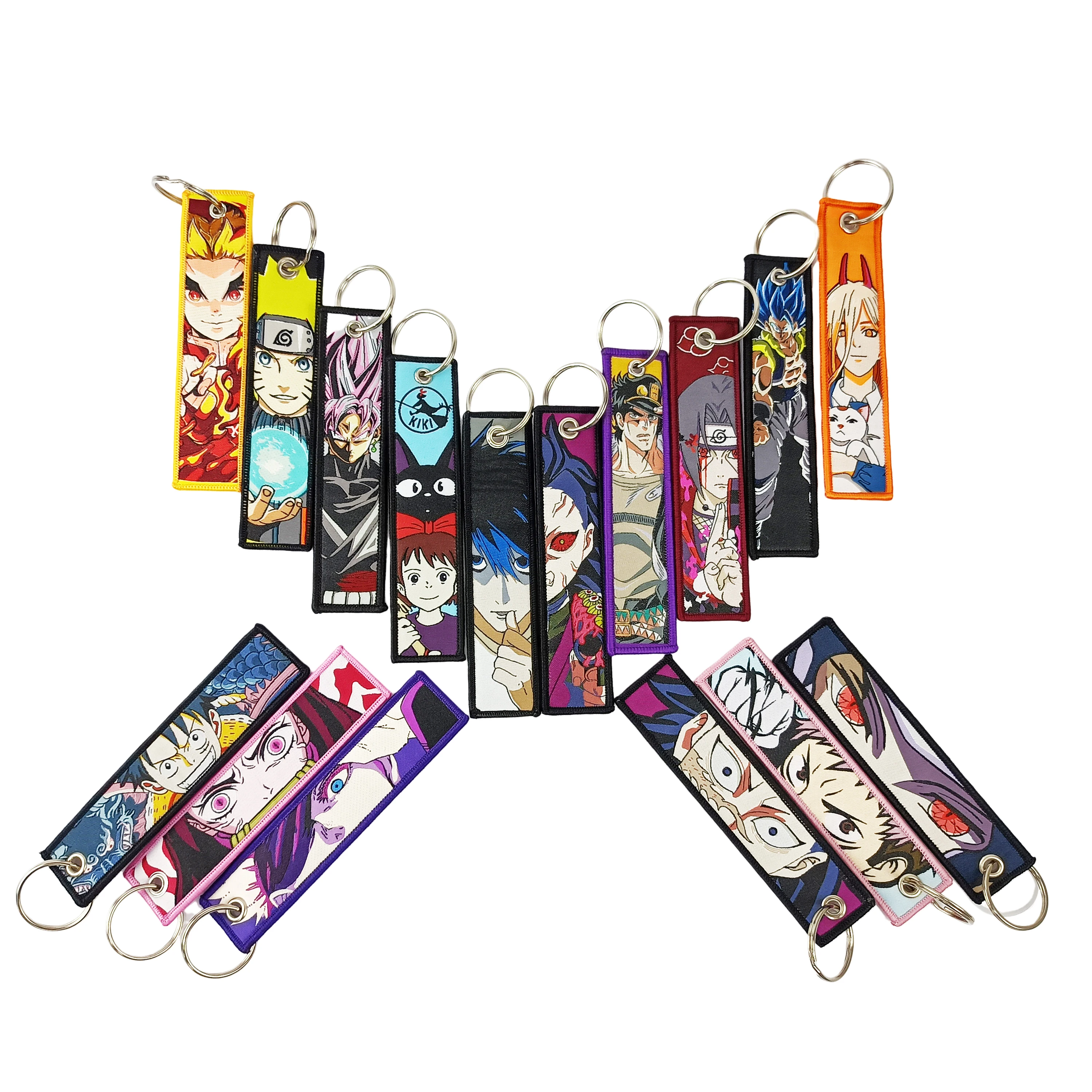 Wholesale 300 Design Jet Key chain Custom Logo Anime Key chain Motorcycle Car Demon Slayer  Embroidery Keychain