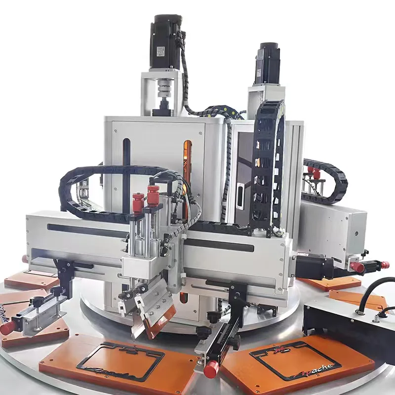 Automatic 8-station rotary flatbed screen printer for ruler printing Discounted price two-color servo screen printer