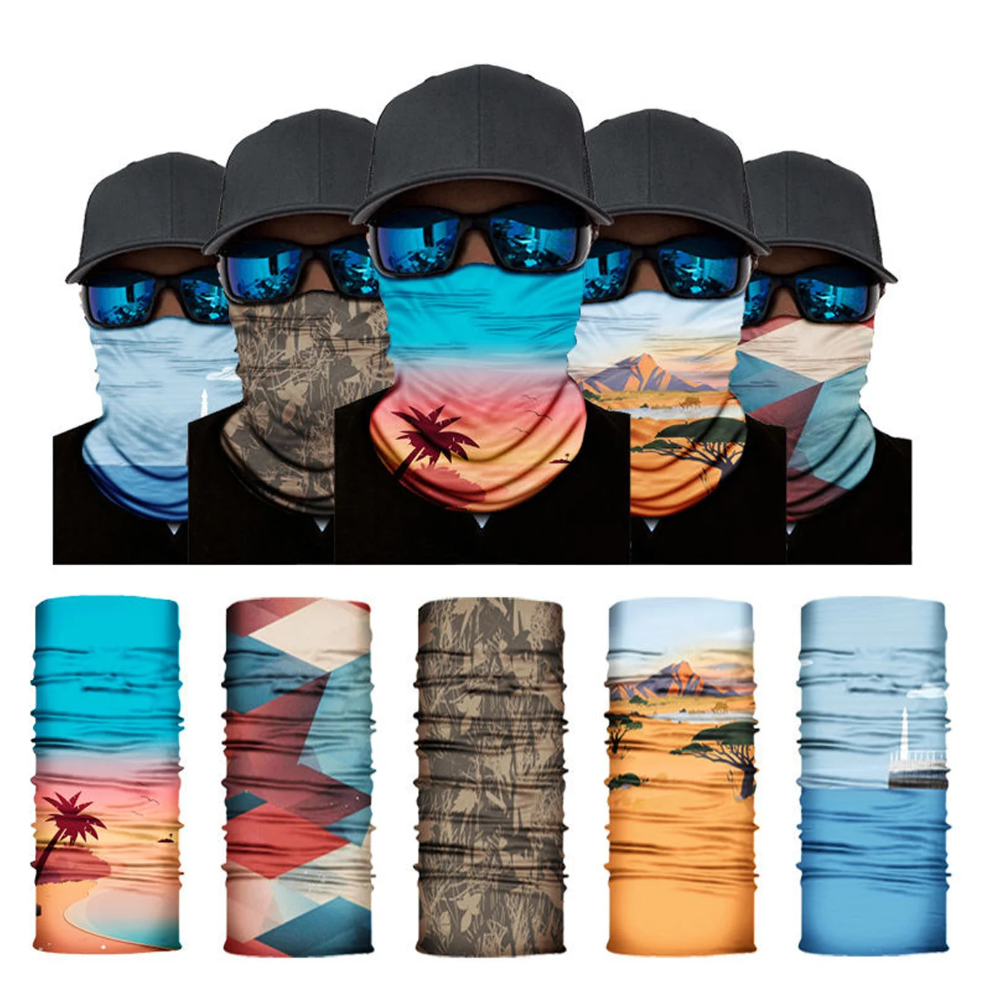 Custom Logo Outdoor Sport Tube Bandana Headband Face Mask Men Hip Hop Purple Bandana