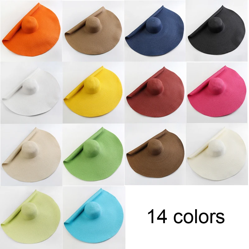 New Summer Broad Brim Beach Hat Wide Brim Resort Oversized Sun Hat Casual Foldable Panama Straw Hat Floppy