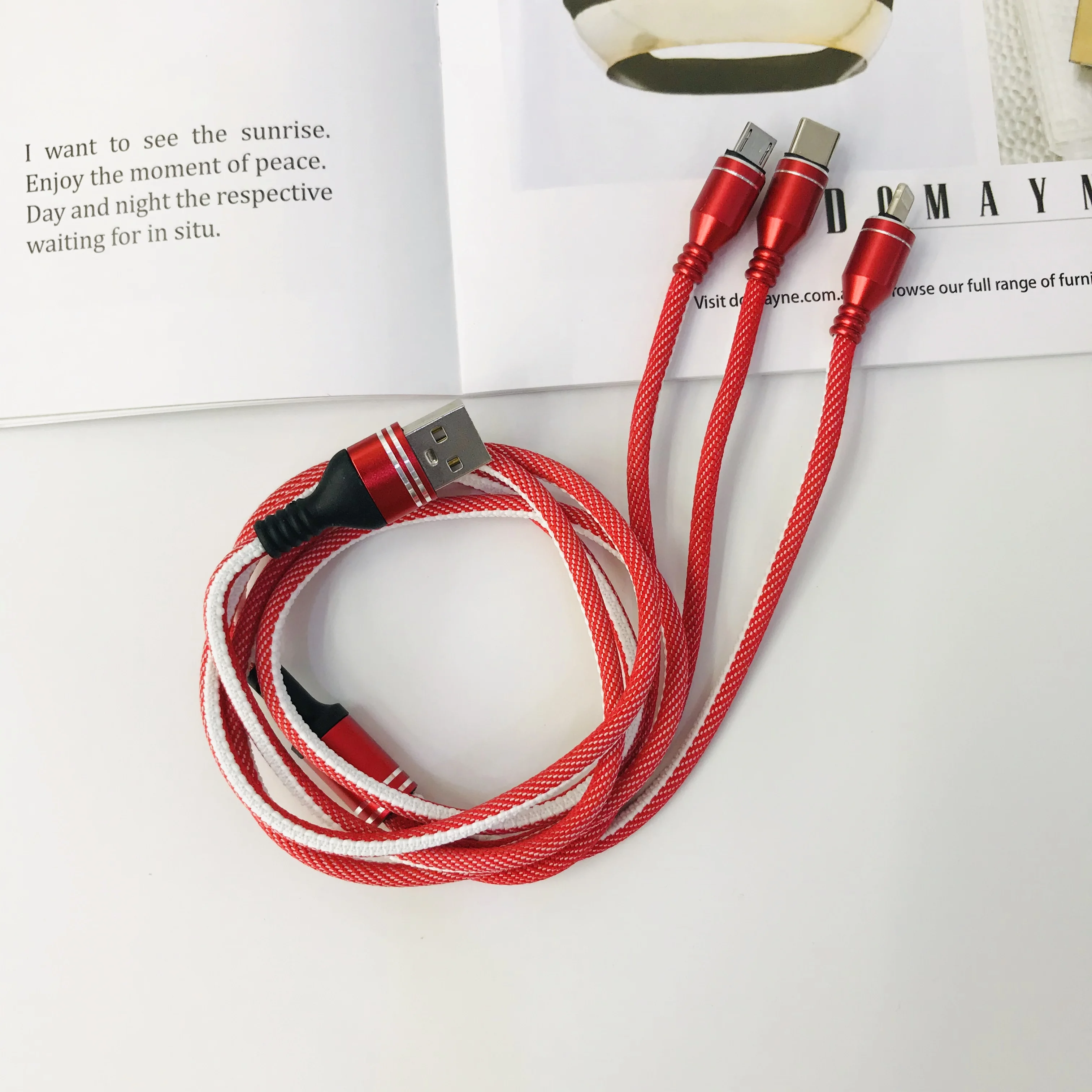 3 in 1 Usb Cable for Iphone Mobile Phone Charger Cable Mobile Usb Charging Type-C for Samsung