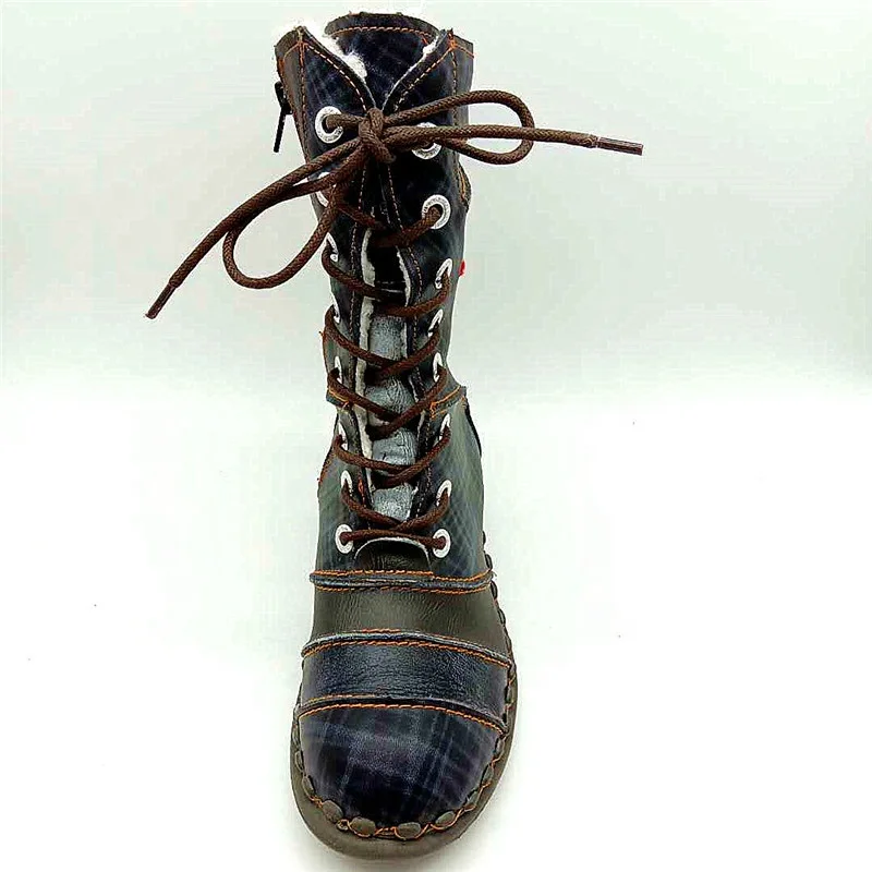 Женские зимние сапоги с меховой подкладкой, кожаные дышащие повседневные сапоги