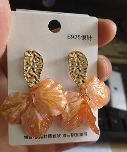 Korean New Statement Trendy Petal Jewelry Dangle Drop Shell Flower Earrings