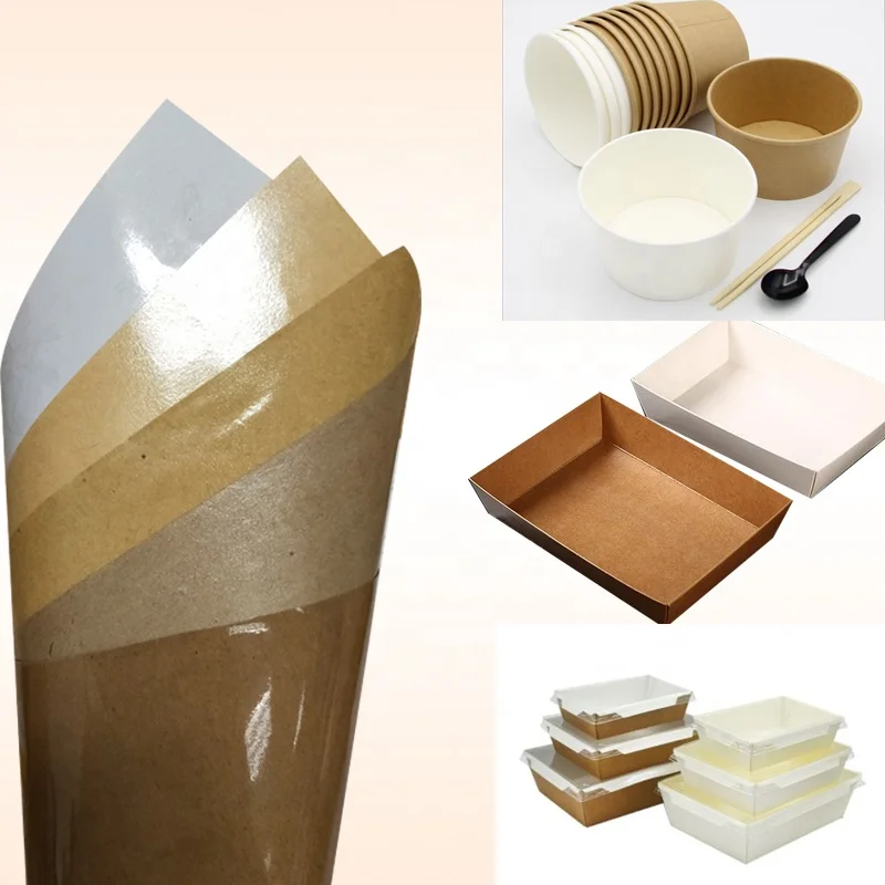 Foodgrade waterproof and oil-proof kraft poly coated paper for making paper bowl,paper meal box