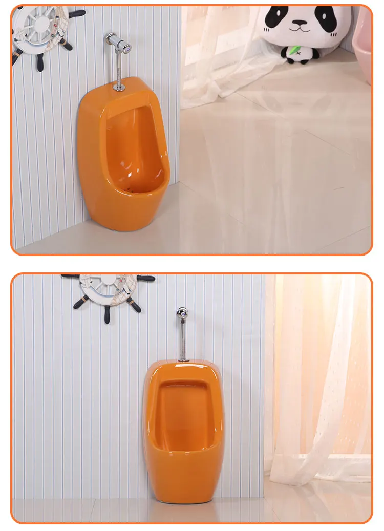 KD-K001UA Charm Orange Colored Bathroom Ceramic Urinal Toilet Bowl for Boys Kindergarten Sanitary Ware Wall Mounted Urine WC