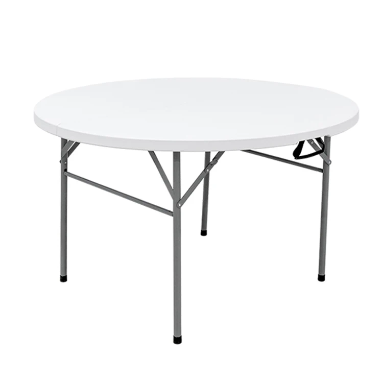 Wholesale white round foldable table outdoor wedding banquet 4FT plastic folding table for dining